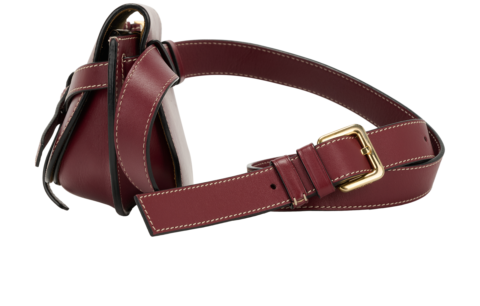 Mini Gate Belt Bag, &pound;495, Handbags, Burgundy, Leather, Bottom view